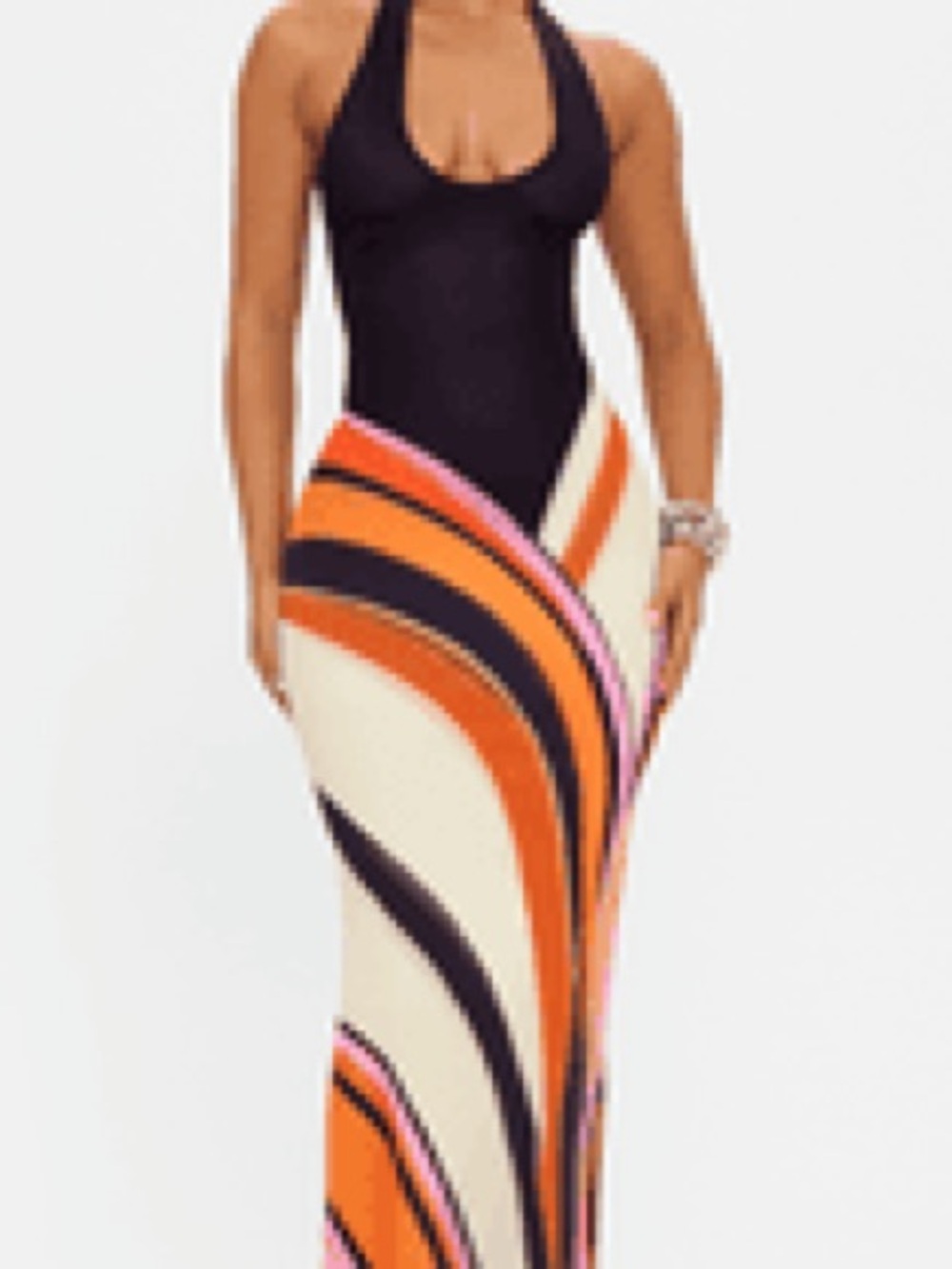 SWIRL MESH MAXI DRESS